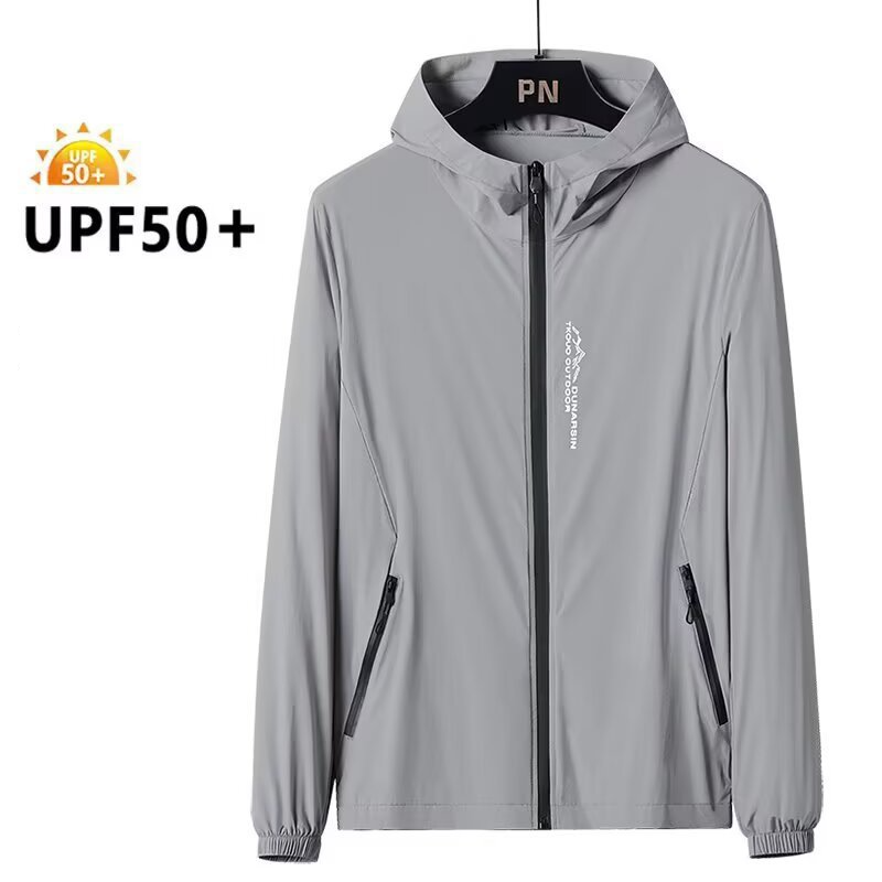 Sonnenschutzkleidung Herren Dünne Jacke Sommer Eisseide Ultradünne Atmungsaktive Anti-Ultraviolett-Outdoor-Sonnenschutzkleidung Jacke Herren_voghion.com