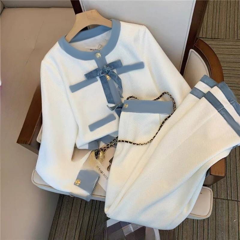 Damenbekleidung Modischer Freizeitanzug für Damen im Herbst im neuen Stil, Temperament, altersreduzierendes kleines Kleid, Hose mit weitem Bein, komplettes Set_voghion.com