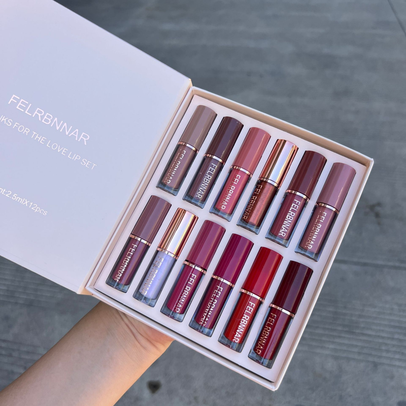 Lip Gloss Set Pearlescent 12 Colors LIP GLOSS SET Long Lasting Waterproof Non Stick Matte Lipstick_voghion.com