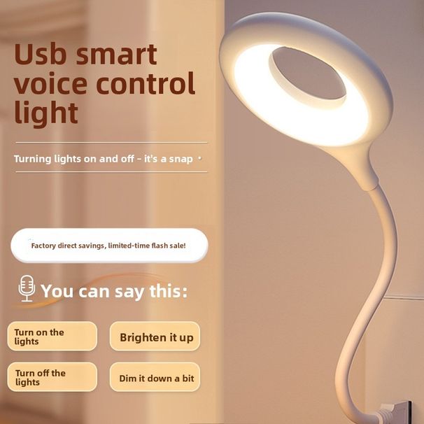 Soft Bedroom LED Voice-Controlled Sensor Bedside Artificial Voice Control Night Light Smart USB Plug-in Table Lamp_voghion.com