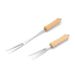 Outdoor with beech handle BBQ barbecue picnic stainless steel U-shaped fork, camping skewer fork_voghion.com