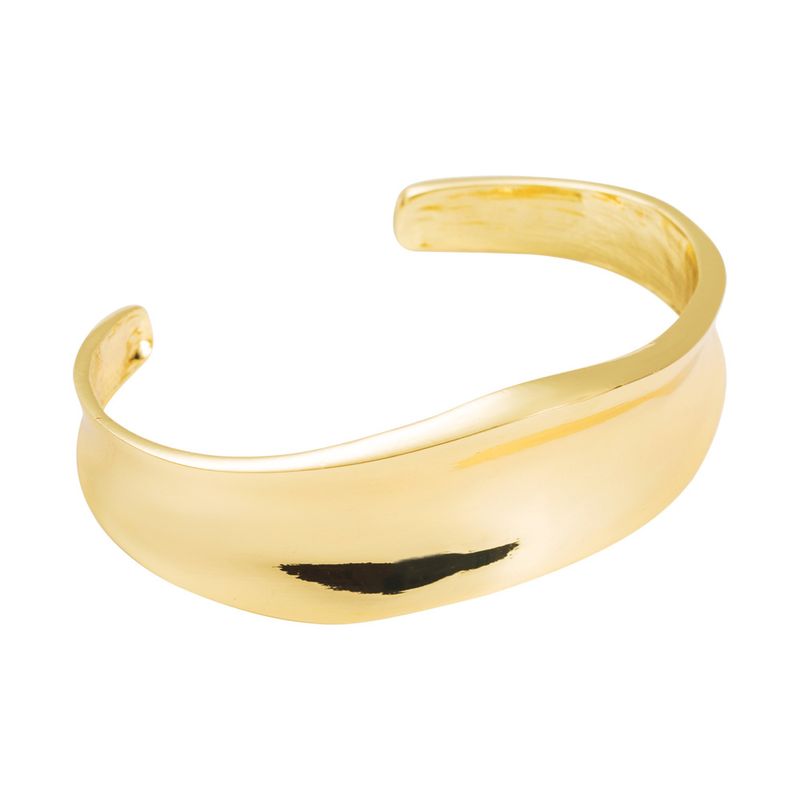 Bracciale aperto lucido e metallico dal design creativo, tendenza moda, leggero, lusso, unisex_voghion.com