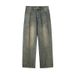 Men's Clothing Split Design Distressed Washed Jeans For Men Spring Style American Trendy Brand Loose Retro Slim Slightly Wide Trousers_voghion.com