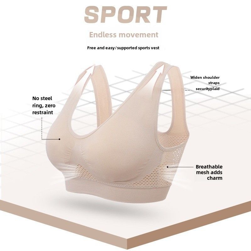 Reggiseno sportivo taglie forti in rete cava traspirante per yoga e corsa, reggiseno fitness per giovani donne_voghion.com