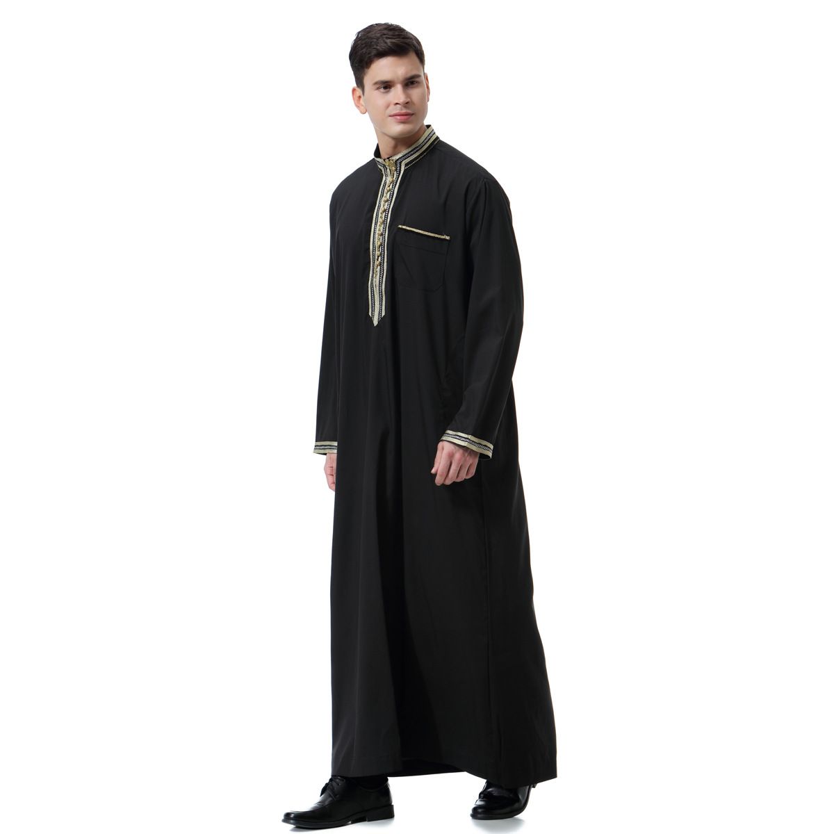 Men's Clothing Men's Applique Stand Collar Robe_voghion.com