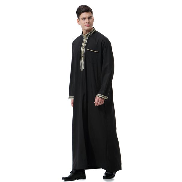 Men's Clothing Men's Applique Stand Collar Robe_voghion.com