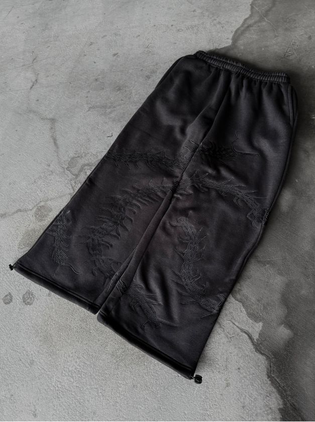 Pantalon de survêtement foncé Y2K pour homme, motif brodé, jambes larges, style hip-hop, décontracté et ample_voghion.com