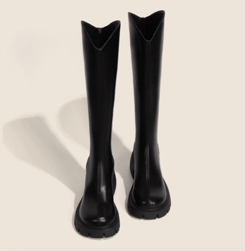 2024 Autumn/Winter Women's Brown Tall Thick soled Tall Boots Knight Boots_voghion.com