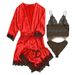 Women's Silk-Like Sleepwear Set – 4-Piece Loungewear Robe & Camisole (S-XXL) – Elegant Home & Outdoor Wear_voghion.com