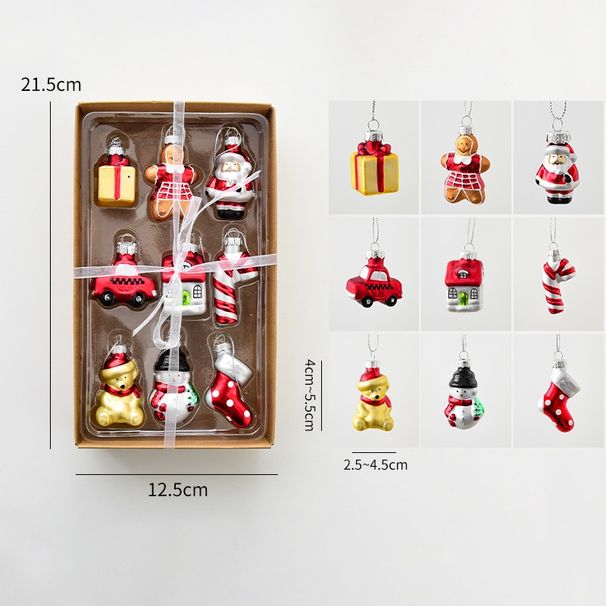 A58New Christmas Decoration: Old Man, Snowman, Christmas Tree Pendant, Creative Glass Painting Small Pendant_voghion.com