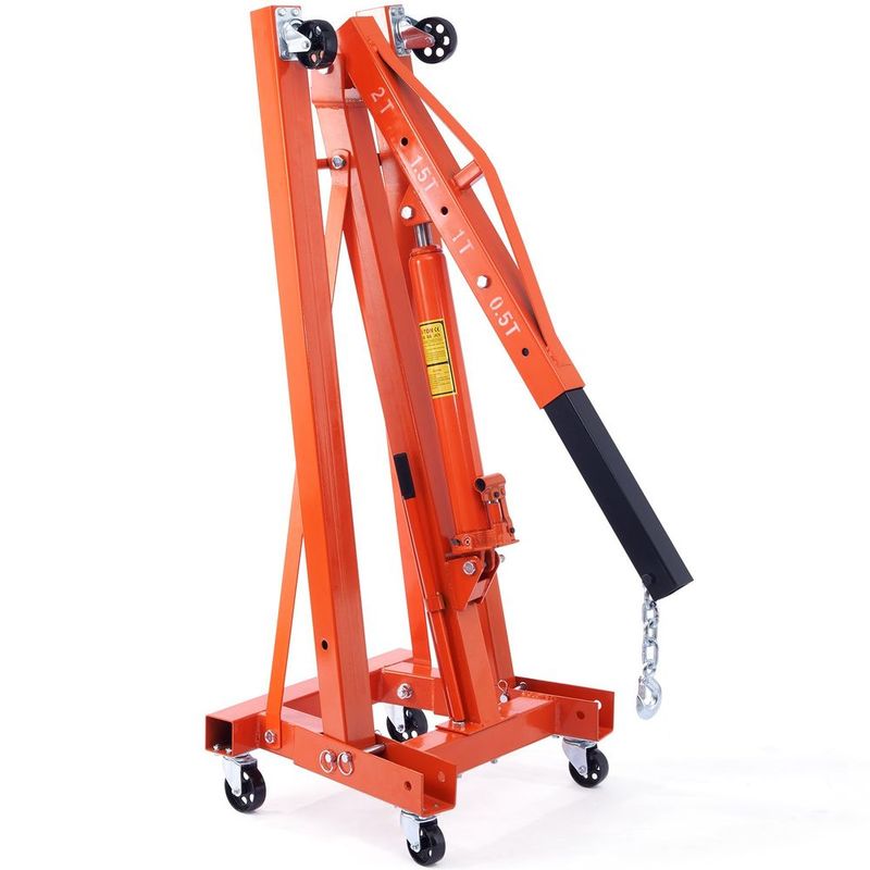 VEVOR Hydraulic Engine Hoist With Lever, 2 Ton/4400 LBS Heavy-duty Cherry Picker Shop Crane, Foldable Engine Crane And Engine Hoist Leveler For Auto_voghion.com