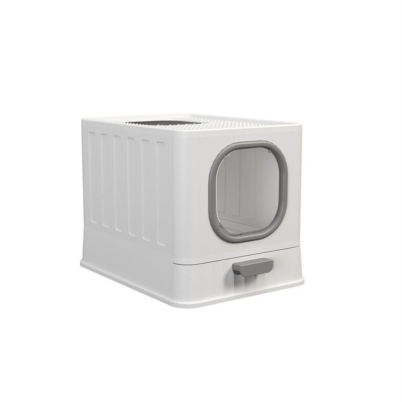 Closed Plastic Litter Box, Cleaning Products, Folding, Odor Resistance, External Splashing, Large Volume Of Cat Toilet,_voghion.com