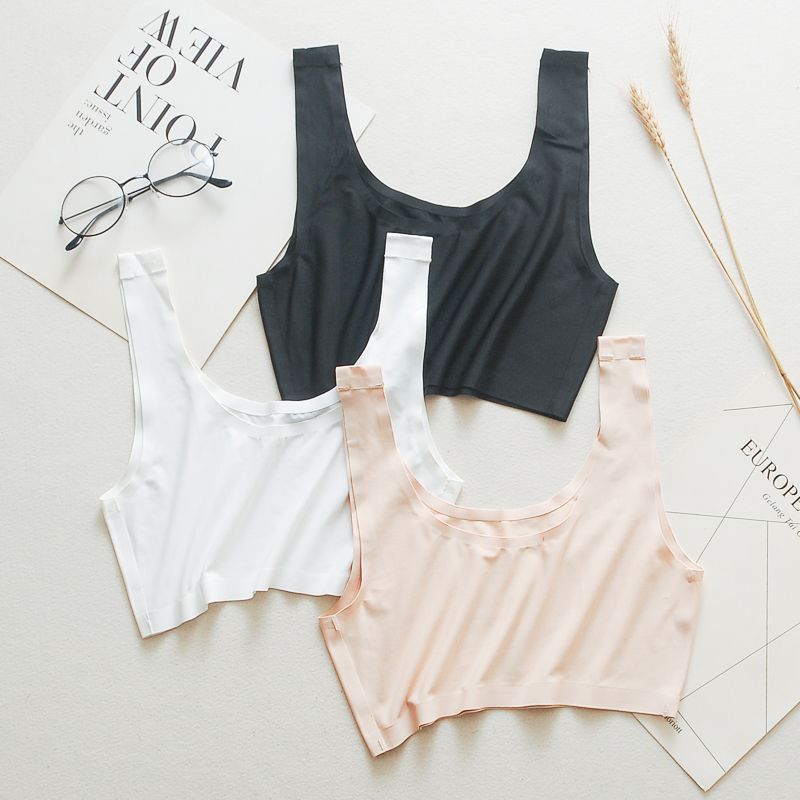 Beautiful Back Ice Silk Seamless Inner Wear Short Camisole_voghion.com