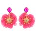 Big flower chiffon earrings clip diamond earrings jewelry_voghion.com