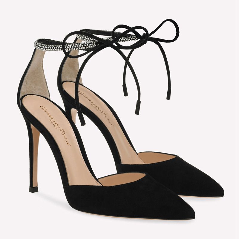Sexy high-heeled sandals Fashion chain lace wrapped toe pointed heels_voghion.com