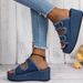 New Plus-size Limping And Denim Belt Buckle Slip-on Slippers_voghion.com
