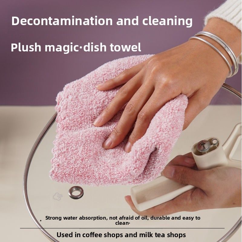 High Absorbency Bamboo Fiber Dishcloth Dish Towel Kitchen Cleaning Cloth Non-Stick Oil Non-Shedding Thick Large Size_voghion.com