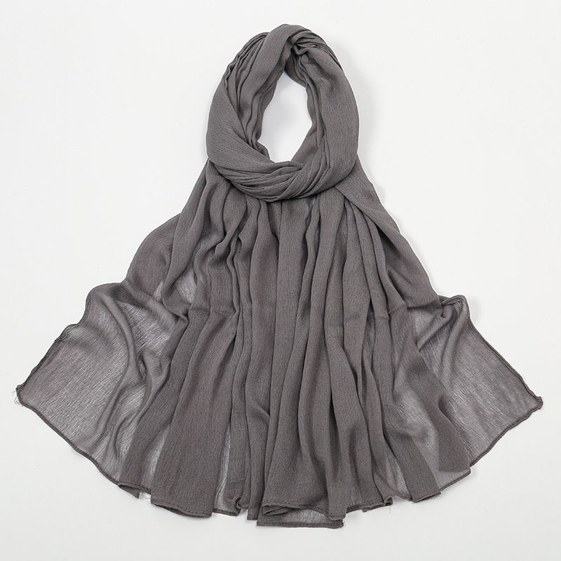 Foulard musulmano Sciarpa in crepe di rayon filato arrotolato Donna Malese Indonesia popolare sciarpa semplice tinta unita_voghion.com
