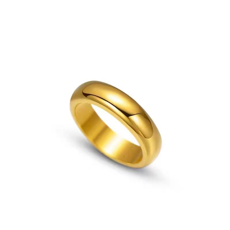 Gold-Plated Titanium Steel Non-Fading Niche Design Couple Rings Loach Back Ring Female High-End Sense Jewelry_voghion.com
