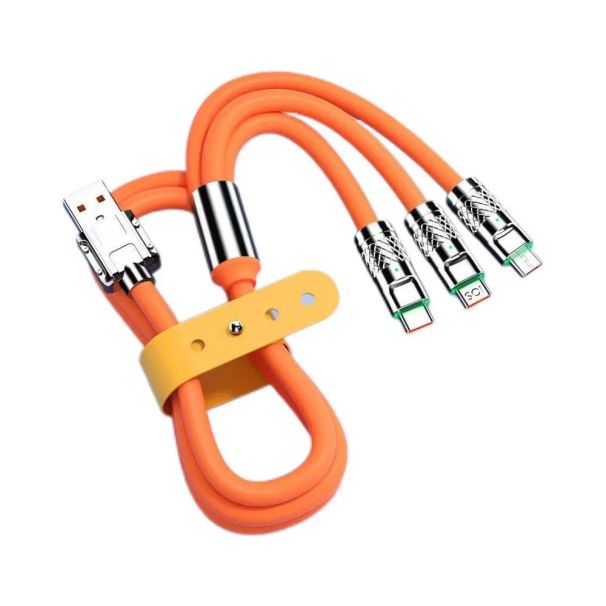 Καλώδιο γρήγορης φόρτισης 3 σε 1 120W 6A τύπου C, Micro USB για iPhone, Καλώδιο φόρτισης για Samsung, Huawei, Xiaomi, Φορτιστής τηλεφώνου, Καλώδιο USB_voghion.com