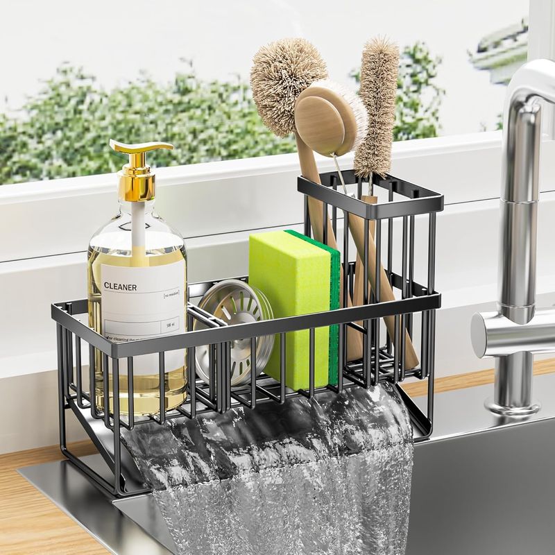 Wannilen  Sink Caddy, Sponge Holder for Kitchen Sink, Kitchen Sink Organzier  Rustproof Stainless Kitchen Gadgets Sink Accessories_voghion.com
