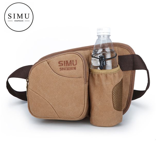 Simu Yeni Erkekler İçin Bel Çantası, Telefon Cüzdanı, Çok Fonksiyonlu Su Şişesi, Kanvas, Aşınmaya Dayanıklı, Günlük Açık Hava Aleti_voghion.com