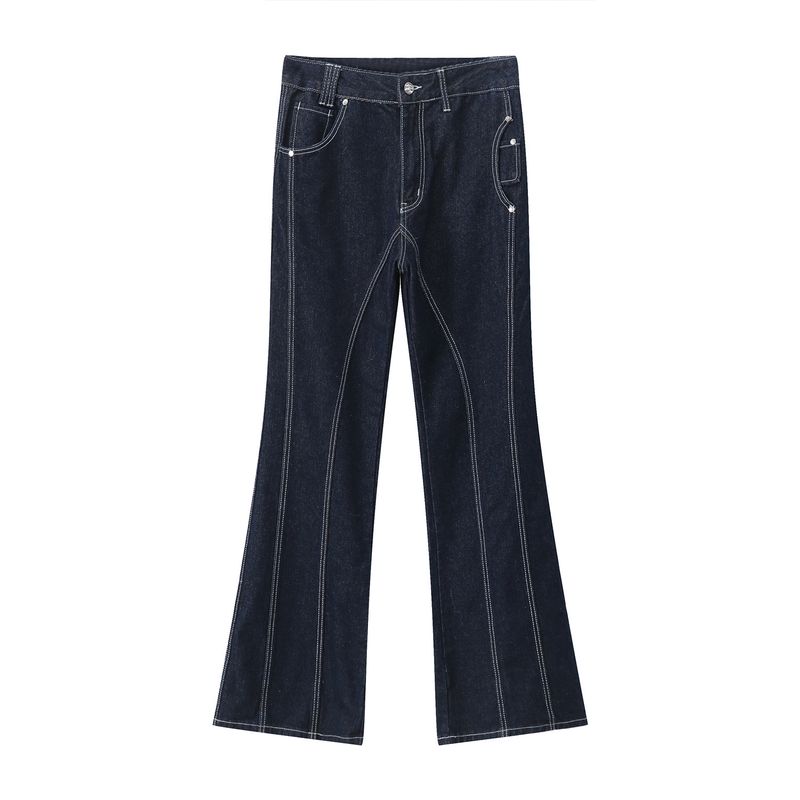 Herrenbekleidung Koreanische INS High-End-Drapierung Nischendesignlinie hohe Taille Jeans Herren lose gerade Hose einfarbig Retro_voghion.com