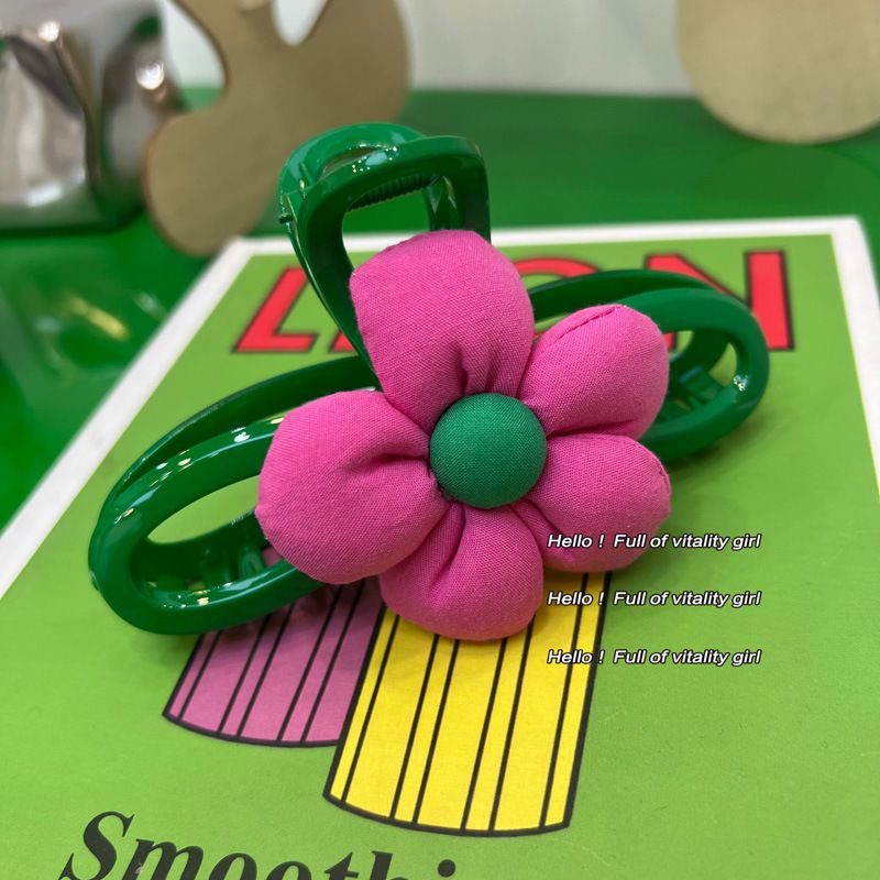 Sweet green big grab clip back head temperament flower female hair volume shark clip hair clip hair clip_voghion.com