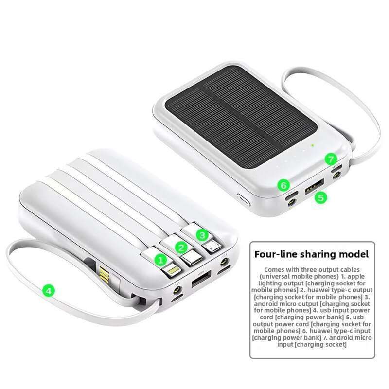 Národní standard 3C Solar 20000mAh Vestavěný kabel, Velkokapacitní přenosná powerbanka_voghion.com