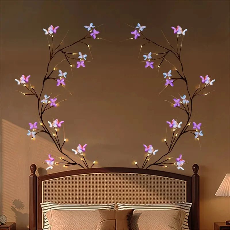 LED Rattan Lampe Zimmer Wand Dekoration Schmetterling Zweig Lampe Kletterwand Magische Weide Rattan Lampe Künstliche Pflanze Reben Lampe_voghion.com