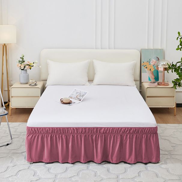 Elastic Solid Color Bed Skirt - Hotel-Grade Wrinkle-Free Dust Ruffle With Pleated Design (Fits 12-18" Mattress)_voghion.com