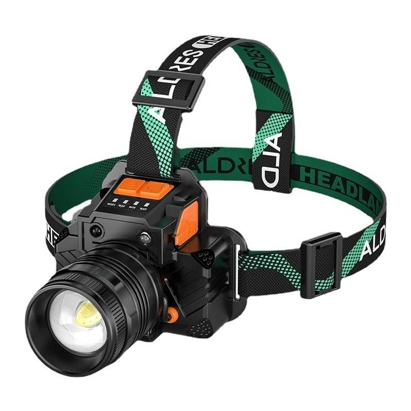 Faro delantero recargable de largo alcance con zoom de larga duración y luz potente de inducción para pesca nocturna y montañismo montado en la cabeza para exteriores_voghion.com