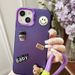 Cute 3D Bear Coffee Cartoon Electroplate Phone Case For iPhone 14 15 12 13 Pro 11 XR XS Max Wrist Strap Cover_voghion.com