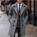 Cross-border Autumn And Winter Men's Solid Color Medium And Long Woolen Coat Korean Version Double-breasted Tweed Trench Coat_voghion.com