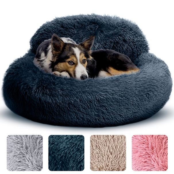 Cama redonda y cálida de felpa larga para gatos, para perros pequeños y medianos_voghion.com