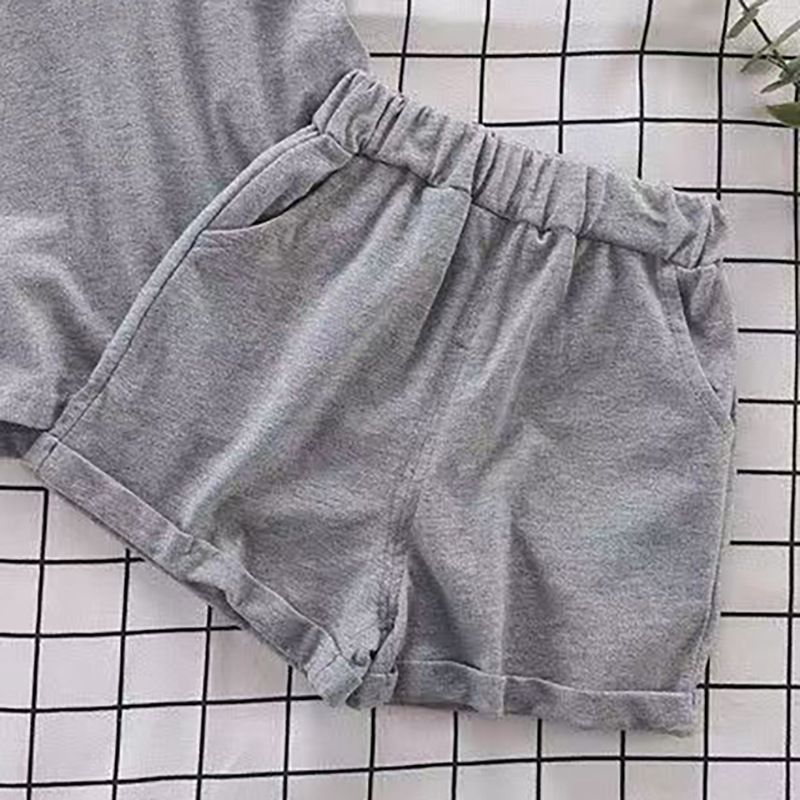 Māte un bērni Ārējā tirdzniecība pārrobežu bērnu apģērbi 2024 jauni meiteņu šorti uzvalks ar kapuci divdaļīgs korejiešu stila modes karikatūra veste tendence_voghion.com