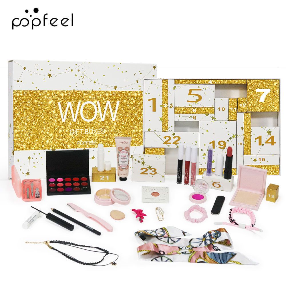 Lidschatten Popfeel Make-up-Set, Weihnachtsgeschenkbox, Lidschatten, Lippenstift, Kosmetikkombination, Weihnachtsgeschenk, 24-teiliges Set_voghion.com