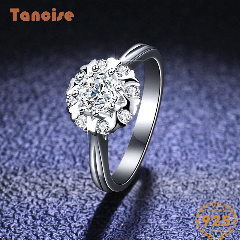 Tancise Classic Moissanite Sølv Ring Dame Smykker Bryllup Løfte Party Gift_voghion.com