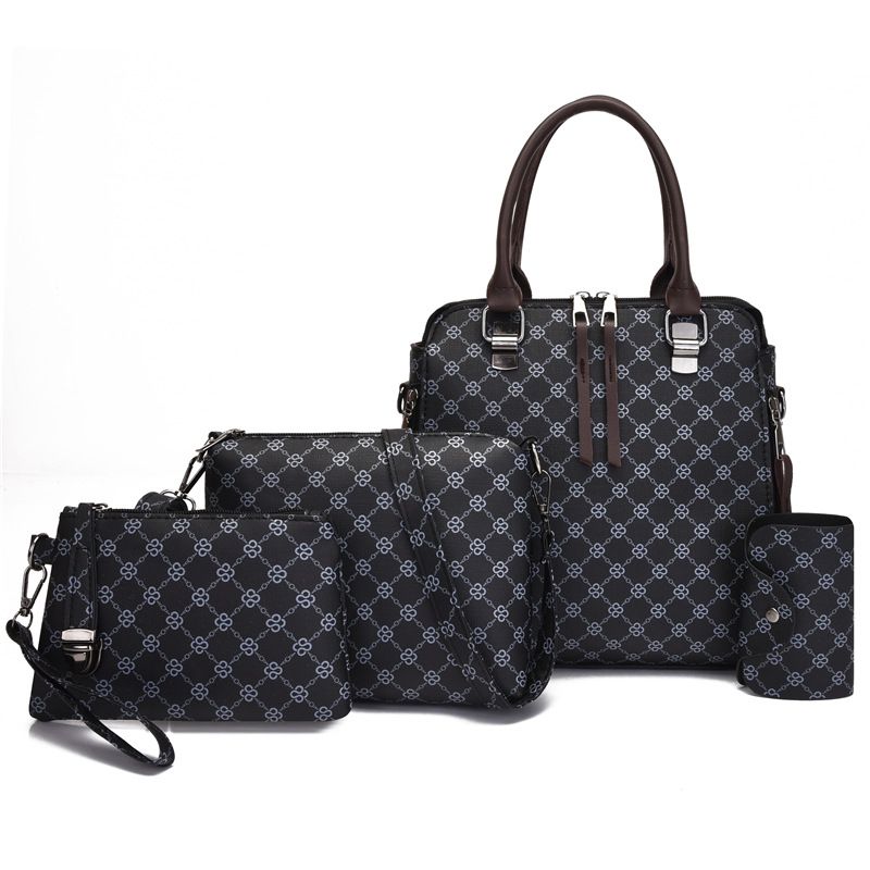 Borsa retrò alla moda, tendenza, stampata, per mamma e bambino, set di quattro pezzi, borsa a mano, borsa a tracolla, borsa a tracolla_voghion.com