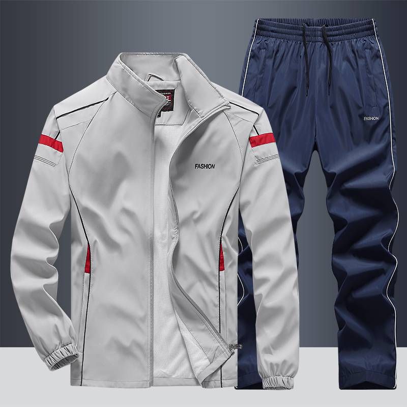 Ensemble de veste de sport décontractée tendance pour hommes printemps et automne nouveau cardigan à col montant à manches longues pour l'extérieur_voghion.com