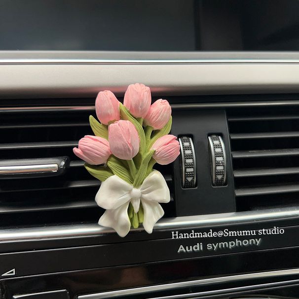 Rosa Broderad Ball Float Bär Aromaterapistenar Flickor, Inredningstillbehör För Bilar, Luftventiler, Instagram_voghion.com