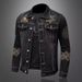 Suitable For All Seasons Trendy Embroidered Turn-down Collar Denim Jacket For Men, New Autumn Winter Street Style Casual Loose Workwear Coat_voghion.com