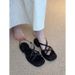 Lancui~ Square Toe Cross Strap Sandals For Women, Summer Outdoor Wear, Stunning And Comfortable, Perfect With Dresses,_voghion.com