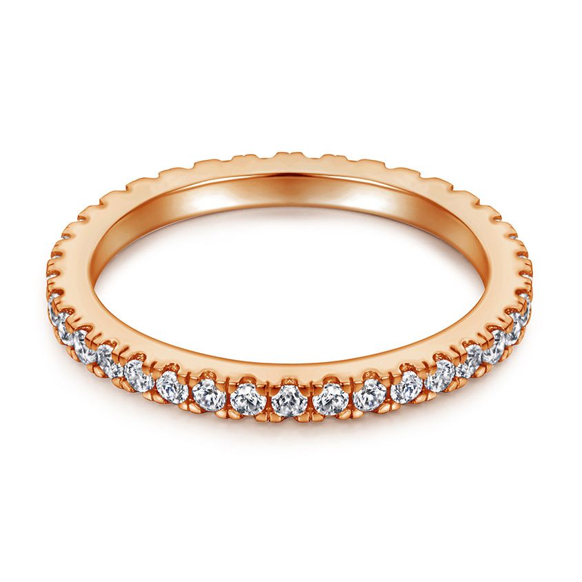 Anello coreano con zircone - Anello in argento 925 placcato oro rosa (design a cerchio completo)_voghion.com