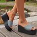 Thick-soled Round One-line Outside To Wear New Summer Wedge Plus Size Women's Fashion Sandals_voghion.com