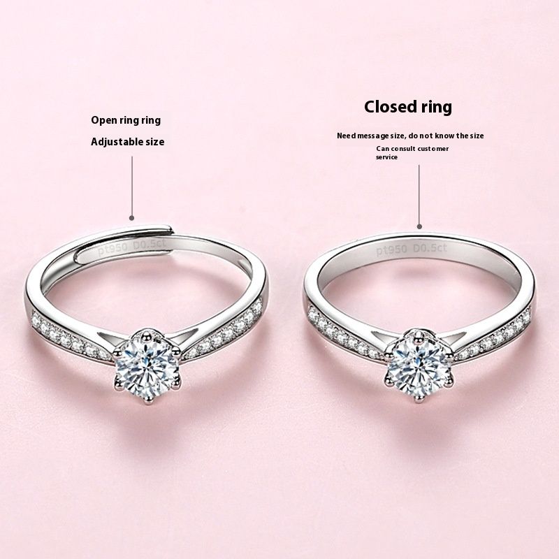 Mosang Stone Diamond D Color Micro Set 1 Karaat Mannelijke en Vrouwelijke Huwelijksaanzoek Zilveren Ring als Cadeau voor Vriendin_voghion.com