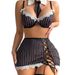 Striped Student Uniform Role Play Hip Wrapped Miniskirt Pure Desire Sexy Lingerie Set_voghion.com