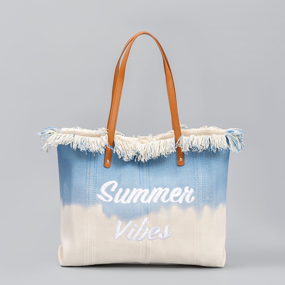 Stylish Magnetic Closure Canvas Tote - Embroidered Fre Shoulder Bag For Beach, Commut & Summer Outs, Free_voghion.com