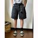 Men's Clothing Distressed Washed Elastic Denim Shorts Niche Deconstructed Design Yellow Mud Dyed Loose Versatile Shorts_voghion.com