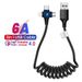 Câble à ressort 6A 3 en 1 de 0.65M, chargeur rapide de type C à 8 broches, adapté à Huawei Xiaomi Samsung Micro_voghion.com